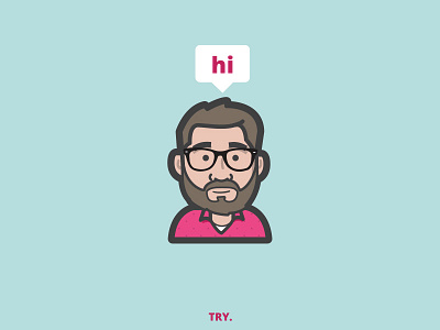 Hello There branding glasses hi icon illustration simple vector