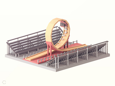 loop-the-loop 3d car illustration loop low poly