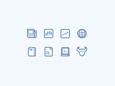 Icon Set - Day 055 #dailyui bullish dailyui finance icons line market set stock terminal