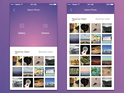 Select Photo flat ios iphone mobile photo select thumbnails thumbs ui ux