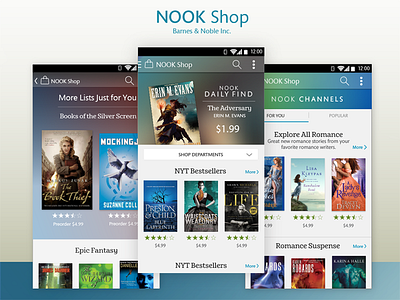 Nook Shop books e commerce mobile shop