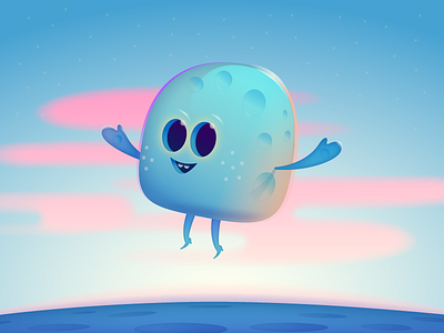 Blueberry Marshmallow character illustration shiny