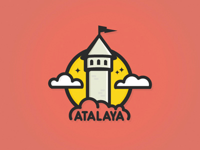 Atalaya Geek Shop castle cloud color geek logo logotype shop tower toys