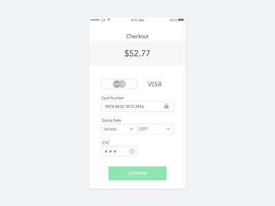 Checkout Page card checkout clean mobile payment simple ui credit form minimal