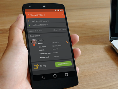 Ride Detail app cab detail mobile ride taxi travel ui ux