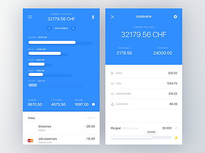 Expense tracking overview banking chart finance flat