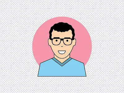 Person Avatar avatar blue circle design face flat glasses man person ping smile student