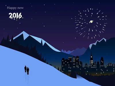 Happy New Year 2016 city cityscape design fireworks illustration landscape newyear thank you