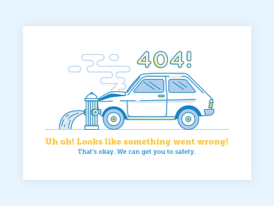 404 Error 404 accident broken car crash error illustration smoke