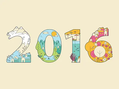 Happy 2016 :-) 2016 autumn calendar font happy illustration newyear seasons spring summer type winter