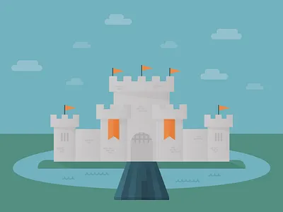 Brand Castle banner blog bridge clouds flag illustration moat pennant post sky