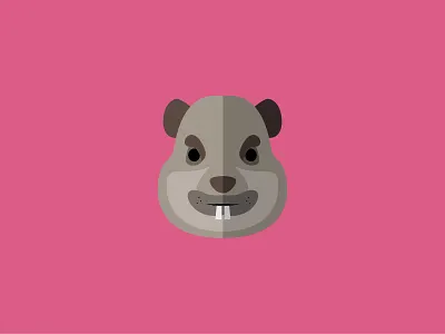 Rock Hyrax animals avatar design flat illustration pink rock hyrax simple
