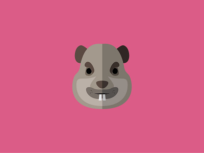 Rock Hyrax animals avatar design flat illustration pink rock hyrax simple