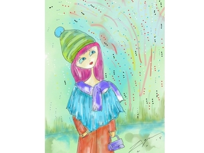 Fireworks fireworks girl hat illustration