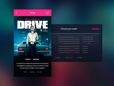 Shot 085 - Cinema Application app book clean dark interface minimal mobile movie photography rating ui user