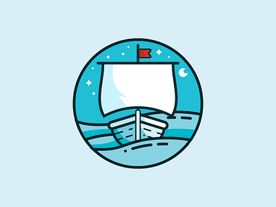 Sailing in the night everyday icon ocean sea ship