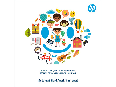 National Children's Day children cute flatdesign hewlett packard illustration isaindrapermana