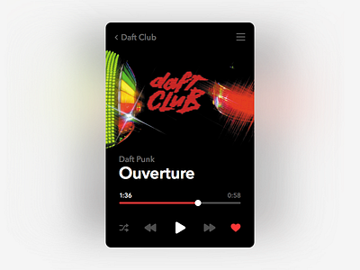 Music Player black clean daft punk interface ios mac minimal ouverture ui ux