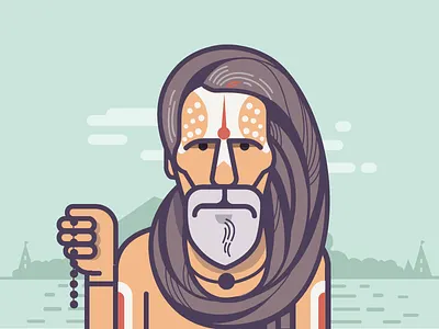 Sadhu #6 ganges illustration india kumbh mela minimal pilgrim sadhu temple vector