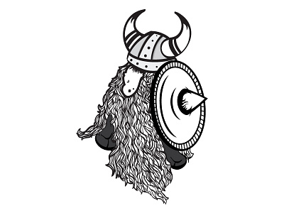 Vic the Viking character hairy illustration line work pen tool vector viking