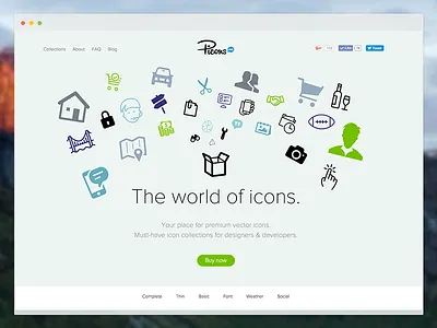 New Picons.me website design picons picons.me redesign vector icons website
