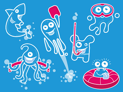 Splash Swim Academy - Character Design branding illustration vector water characters