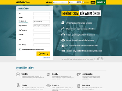 Landing Page - Sign up Nesine.com design form freelance tasarımcı landing page membership nesine.com sign up