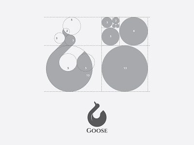 Goose Logo (unused) circles fibonacci golden ratio icon logo sequence