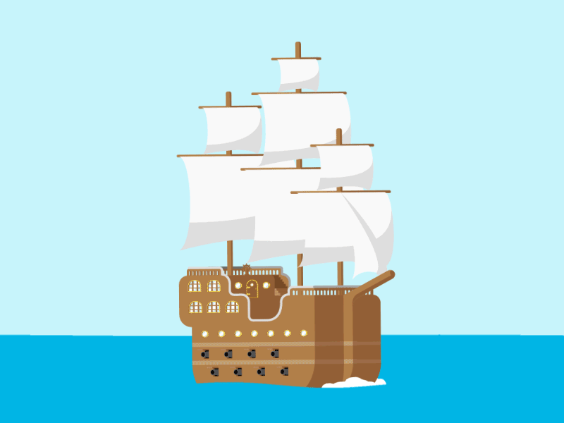 Ship flat fun illustration project sailing ship water wind