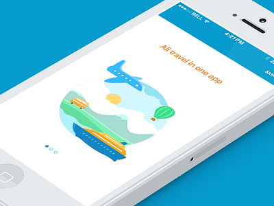 Illustration for travel app airbus app earth intro ios land people ship skip tours train travel