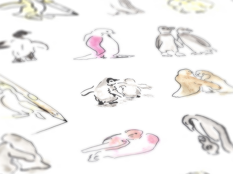 Ink and Vegetables Penguins animals doodles drawing hand drawn illustration ink penguins spices