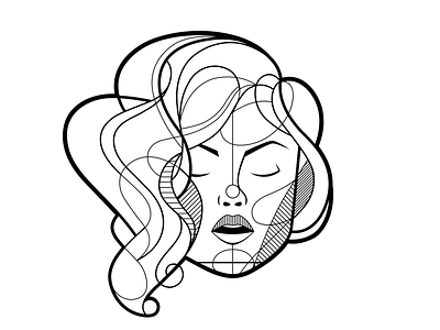 Ducklips face line art portrait woman