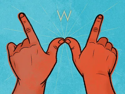 "W" for "Weird" alphabet project hands illustration letter not a gangsign w weird
