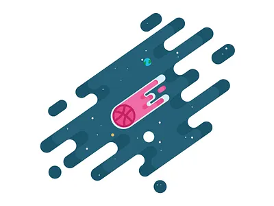 Hello Dribbble comet debut dribbble first shot illustration planet vector