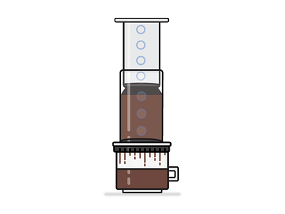 Making Coffee aeropress coffee flat design iconography illustration vector