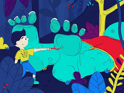 Eddie touched a troll. character forest illustration scene stick troll