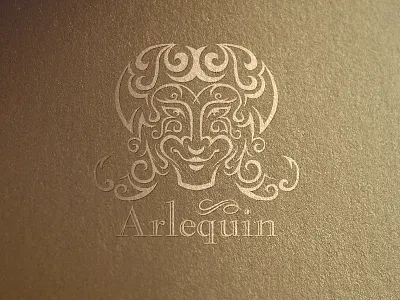Arlequin arlequin face gold italian logo ornamental restaurant smile