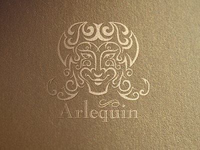 Arlequin arlequin face gold italian logo ornamental restaurant smile