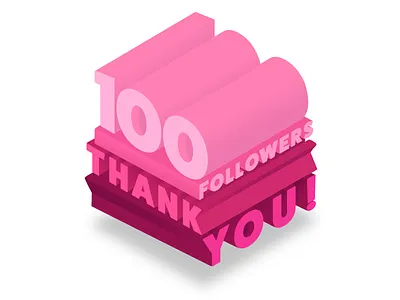 Thank You! 100 flat followers gratitude icon ios isometric logo material thank you typography vector