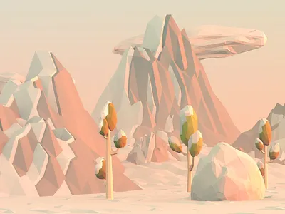 Low Poly Snow Landscape [WiP] 3d art blender clouds low poly render snow tree