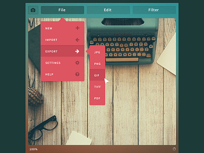 DailyUI Day027 026 app dailyui day026 dropdown export menu ui