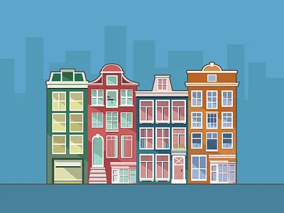 Amsterdamn amsterdam building buildings city flat holland illustration line window