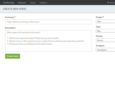 Create issue issue vanillabugs
