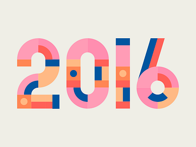 2016 2016 flat numbers pink type vector