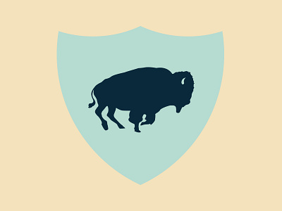 AW Shield bison charging coffee icon label mark shield vector