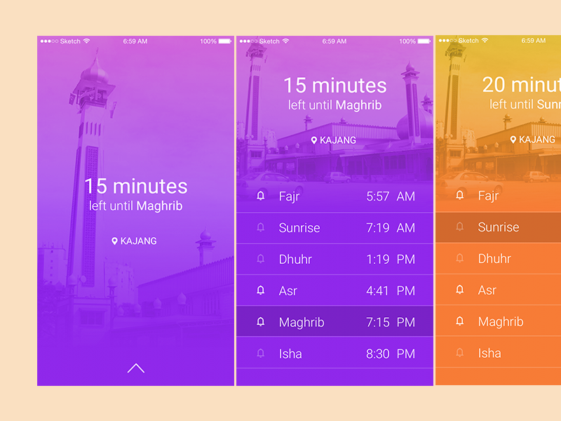 Example of Rebound - Muslim Prayer Times App