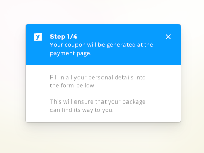 Yippie checkout flow checkout flat meta mini notification popup shadow