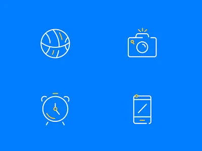 Funny icons 3 alarm ball camera clock icon illustration line phone photo stroke