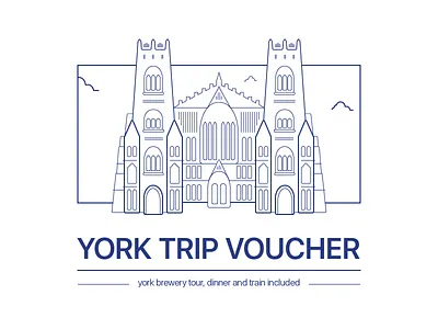 York Trip Voucher cathedral church flat illustration line drawing voucher york york minster