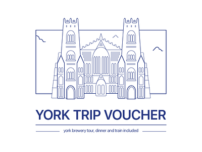 York Trip Voucher cathedral church flat illustration line drawing voucher york york minster